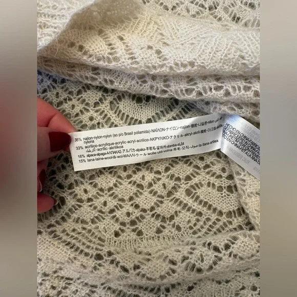 Zara Cream Lace Knit Top Size Small - Picture 6 of 9